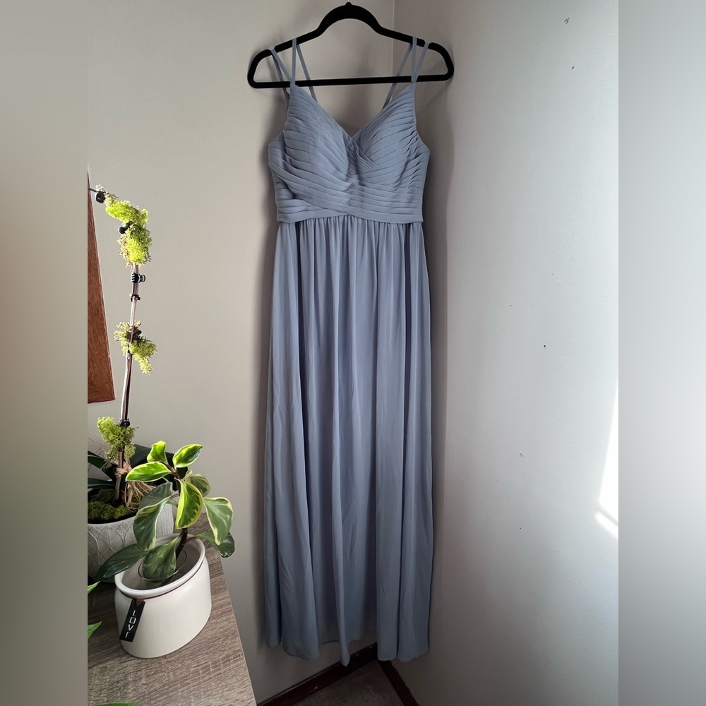Azazie Bridesmaid Dress - Blake - Dusty Blue - Size 8 - Picture 2 of 2